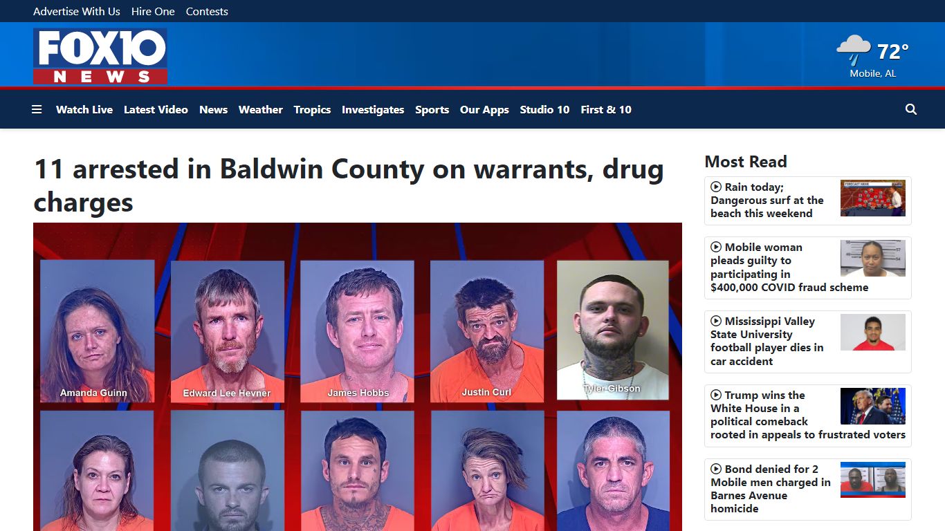 11 arrested in Baldwin County on warrants, drug charges - FOX10 News